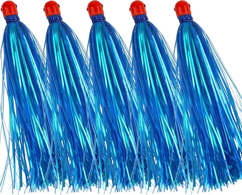 FUSIGO Fishing Teasers Mylar Flash Teaser Tail 0.35oz Jig Head Saltwater Fishing Lure Teasers Mylar Fishing Skirts Weighted Sinker Head Mylar Flash Skirts Hair - Image 1